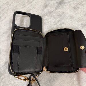 iPhone 12 Pro Max Black Wallet Phone Case with Gold Zipper